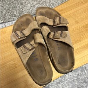 Birkenstock Tan Suede Double Strap Sandals size 11.